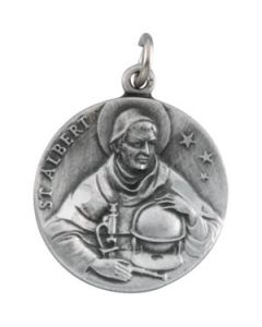 St. Albert Medal With 18.00 Inch Chain Sterling Silver  18.00 Mm