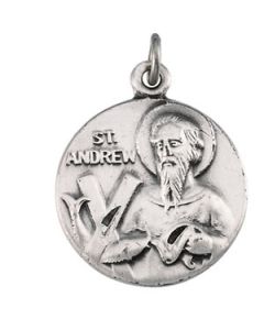 St. Andrew Medal With 18.00 Inch Chain Sterling Silver  