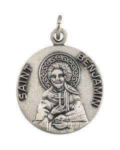 St. Benjamin Medal With 18.00 Inch Chain Sterling Silver  18.00 Mm;P;St. Benjamin Medal With 18.00 Inch Chain