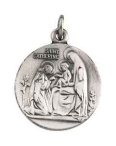 St. Catherine Medal With 18.00 Inch Chain Sterling Silver  18.00 Mm;P;St. Catherine Medal With 18.00 Inch Chain