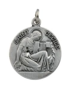 St. Cecile Medal With 18.00 Inch Chain Sterling Silver  18.00 Mm St. Cecile Medal With 18.00 Inch Chain