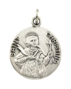 St. Christina Medal With 18.00 Inch Chain Sterling Silver  18.00 Mm St. Christina Medal