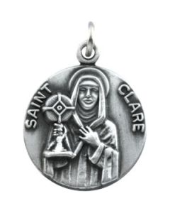 St. Clare Medal With 18.00 Inch Chain Sterling Silver  18.00 Mm St. Clare Medal