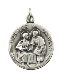 Sts. Cosmas And Damian Medal With 18.00 Inch Chain Sterling Silver  18.00 Mm Sts. Cosmas And Damian Medal