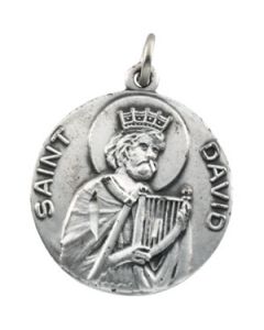 St. David Medal With 18.00 Inch Chain Sterling Silver  18.00 Mm St. David Medal