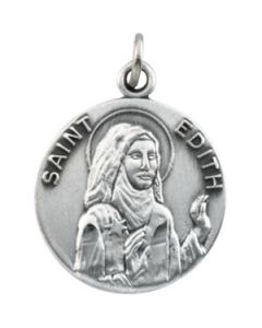 St. Edith Medal With 18.00 Inch Chain Sterling Silver  18.00 Mm St. Edith