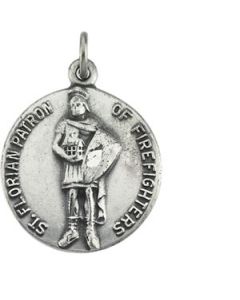 St. Florian Medal With 18.00 Inch Chain Sterling Silver  18.00 Mm St. Florian Medal With 18.00 Inch Chain