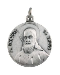 St. Francis De Sales Medal With 18.00 Inch Chain Sterling Silver  