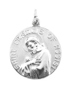 St. Francis Of Assisi Medal With 18.00 Inch Chain Sterling Silver  18.00 Mm;P;St. Francis Of Assisi Medal With 18.00 Inch Chain