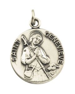St. Genevieve Medal With 18.00 Inch Chain Sterling Silver  18.00 Mm;P;St. Genevieve Medal With 18.00 Inch Chain