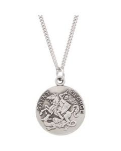 St. George Medal With 18.00 Inch Chain Sterling Silver  18.00 Mm;P;St. George Medal With 18.00 Inch Chain