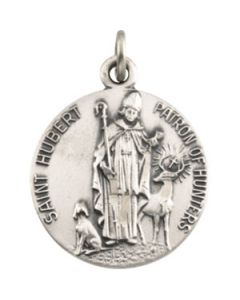 St. Hubert Medal W/ 18 Inch Chain Sterling Silver  18.00 Mm St. Hubert Medal