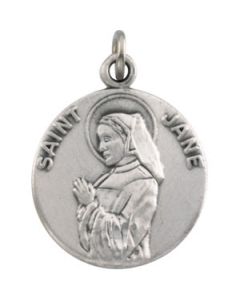 St. Jane Medal W/ 18 Inch Chain Sterling Silver  