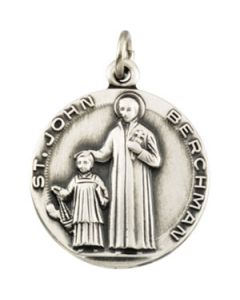St. John Berchman Medal W/ 18 Inch Chain Sterling Silver  18.00 Mm St. John Berchman Medal