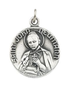 St. John Newmann Medal W/ 18 Inch Chain Sterling Silver  18.00 Mm St. John Newmann Medal