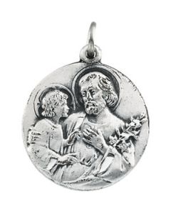 St. Joseph Medal W/ 18 Inch Chain Sterling Silver  18.00 Mm;P;St. Joseph Medal
