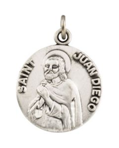 St. Juan Diego Medal W/ 18 Inch Chain Sterling Silver  18.00 Mm;P;St. Juan Diego Medal