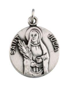 St. Julia Medal W/ 18 Inch Chain Sterling Silver  18.00 Mm St. Julia Medal