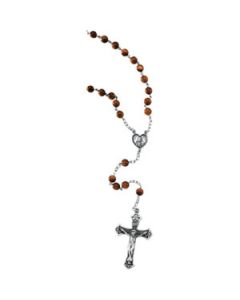 Brown & Gold Stone Rosary Sterling Silver  Rosary