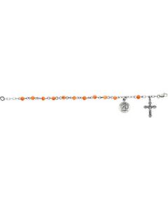 Pink Coral Rosary Bracelet Sterling Silver  Rosary Bracelet