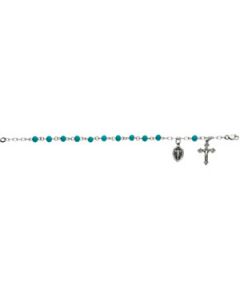 Miraculous Medal With Turquoise Rosary  Bracelet Sterling Silver  Rosary Bracelet