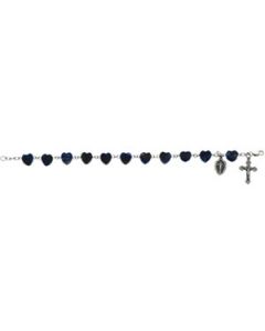 Sodalite Heart Rosary Bracelet Sterling Silver  Rosary Bracelet