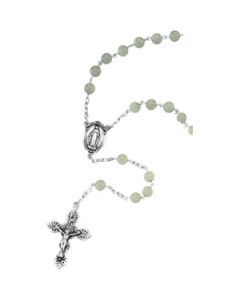 Minty Green Jade Rosary Sterling Silver  Rosary