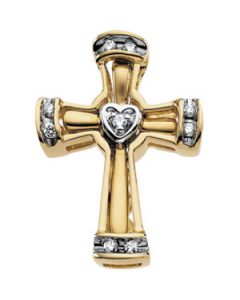 14Ky Rhod Pltd Dia Unity Cross 14K Yellow Gold 21.0X15.5