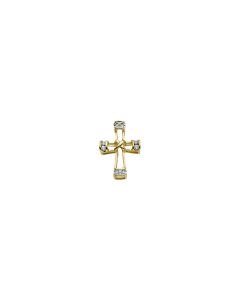 14kt Yellow .08 CTW Diamond Outside Cross Pendant