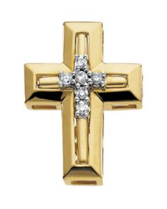 14Ky Rhod Pltd Dia Unity Cross 14K Yellow Gold 21.0X16.0