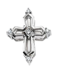 Diamond Unity Cross 14K White Gold 19.25X16.0