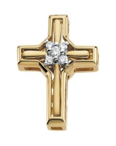 14Ky Rhod Pltd Dia Unity Cross 14K Yellow Gold 20.5X16.5