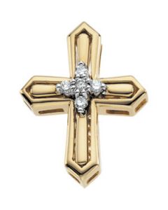 14Ky Rhod Pltd Dia Unity Cross 14K Yellow Gold 20.25X15.0