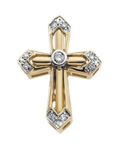 14Ky Rhod Pltd Dia Unity Cross 14K Yellow Gold 21.5X16.0