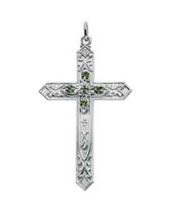 Birthstone Cross Sterling Silver  August Birthstone Cross