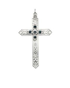 Birthstone Cross Sterling Silver  September Birthstone Cross