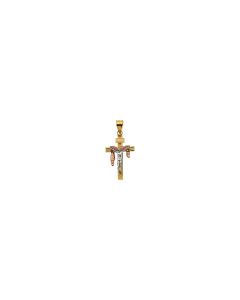 Tri-Color Crucifix w/Shroud Pendant