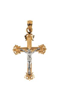 Two Tone Crucifix Pendant 14K Yellow/White Gold 30.00X21.50 Mm;P;Two Tone Crucifix Pendant