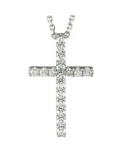 Petite Diamond Cross W/Chain Platinum  1/4 Ct Tw Petite Diamond Cross W/Chain