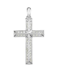 1/3 Ct Tw Diamond Cross 14K White Gold 47.70X16.24 Mm 1/3 Ct Tw Diamond Cross