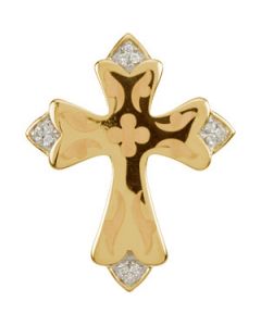 Engraved Diamond Cross 14K Yellow Gold 26.32X21.27 Mm Engraved Diamond Cross