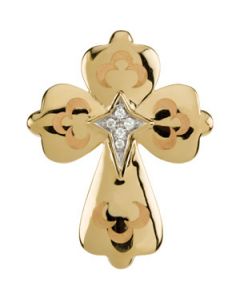 Engraved Diamond Cross 14K Yellow Gold 27.15X21.14 Mm Engraved Diamond Cross