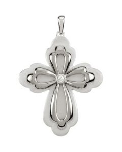 Diamond Cross Sterling Silver  34.06X28.39 Mm Diamond Cross