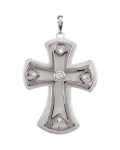 Diamond Cross Sterling Silver  31.20X24.39 Mm Diamond Cross