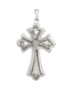 Diamond Cross Sterling Silver  28.75X19.90 Mm Diamond Cross