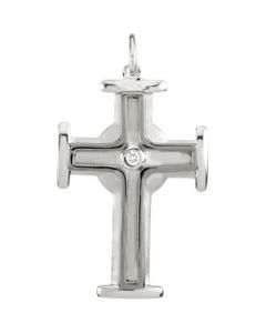 Diamond Cross Sterling Silver  30.95X21.34 Mm Diamond Cross