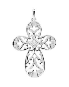 Diamond Cross Sterling Silver  38.15Mm X 27.67Mm Diamond Cross