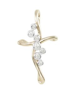 Diamond Cross Pendant 14K Yellow Gold 1/8 Ct Tw Diam Cross Pendant