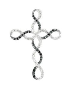 Black & White Diamond Cross Pendant 14K White Gold 1/3 Ct Tw Black & White Dia Cross Pend