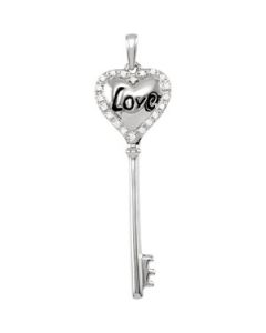 Love Is The Key Diamond Pendant Sterling Silver  1/10 Ct Tw Diam Love Key Pend
